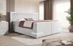 Boxspringbett Carlotta mit LED, Stauraum und USB (Samt)