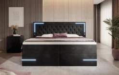 Boxspringbett Carlotta mit LED, Stauraum und USB (Samt)