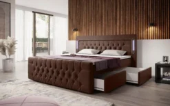 Boxspringbett Charme mit LED, USB und Stauraum (4 Schubladen)