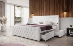 Boxspringbett Charme mit LED, USB und Stauraum (4 Schubladen)