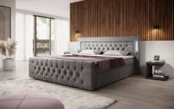 Boxspringbett Charme mit LED, USB und Stauraum (4 Schubladen)