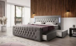 Boxspringbett Charme mit LED, USB und Stauraum (4 Schubladen)
