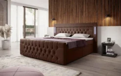 Boxspringbett Charme mit LED, USB und Stauraum (4 Schubladen)