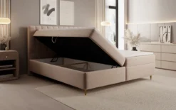 Boxspringbett Chelsea in Strukturstoff mit Stauraum