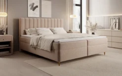Boxspringbett Chelsea in Strukturstoff mit Stauraum