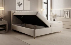 Boxspringbett Chelsea in Strukturstoff mit Stauraum
