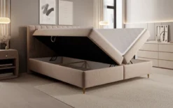 Boxspringbett Chelsea in Strukturstoff mit Stauraum