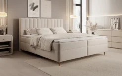 Boxspringbett Chelsea in Strukturstoff mit Stauraum