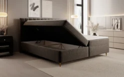 Boxspringbett Chelsea in Strukturstoff mit Stauraum