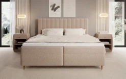 Boxspringbett Chelsea in Strukturstoff mit Stauraum