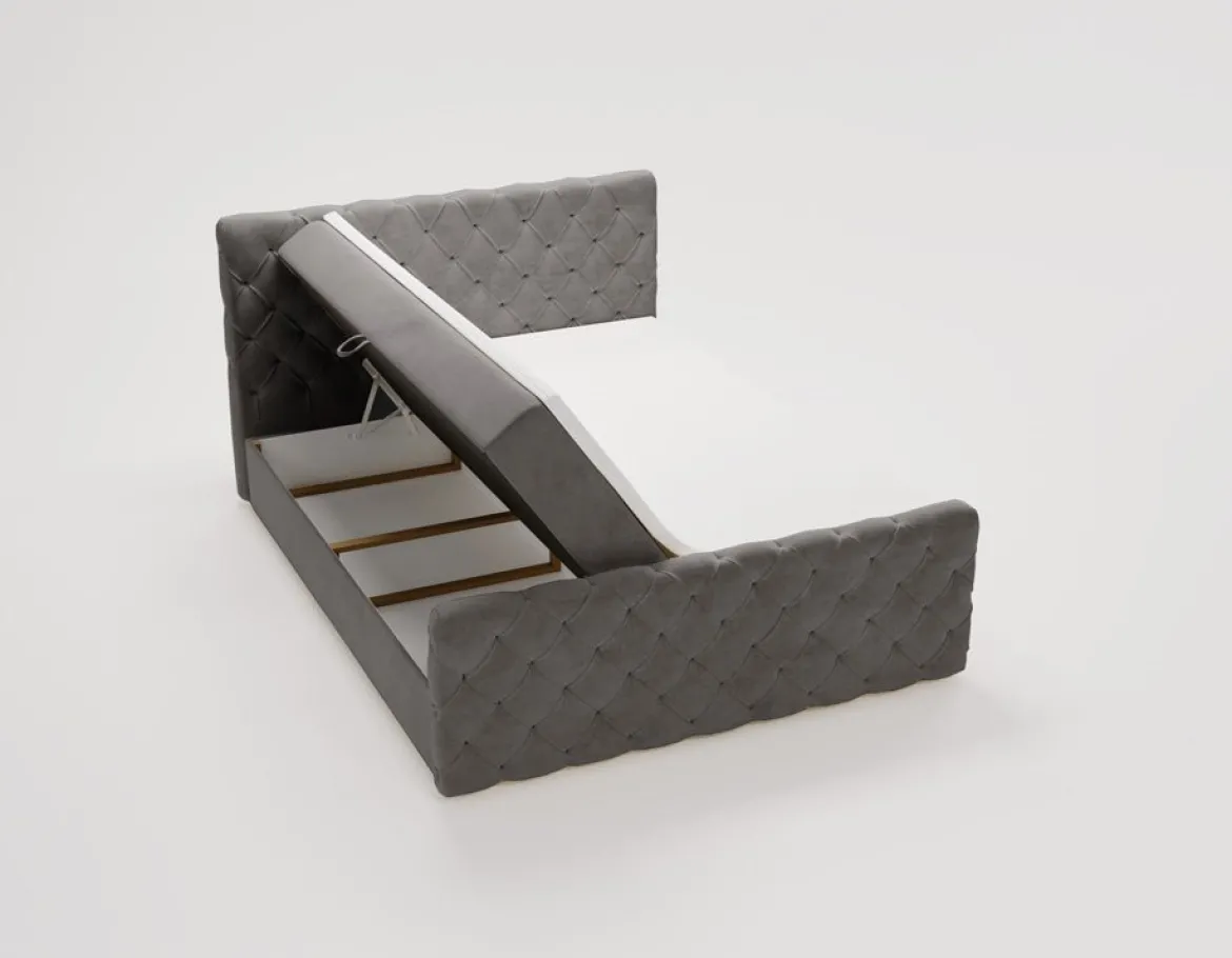 Boxspringbett Chester Samt mit Stauraum