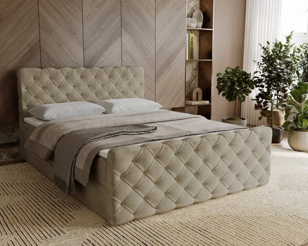 Boxspringbett Chester Samt mit Stauraum