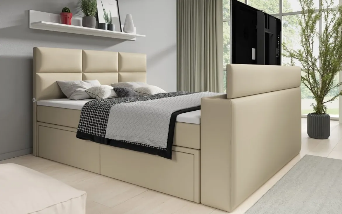 Boxspringbett Citaro mit TV Lift, USB und Stauraum