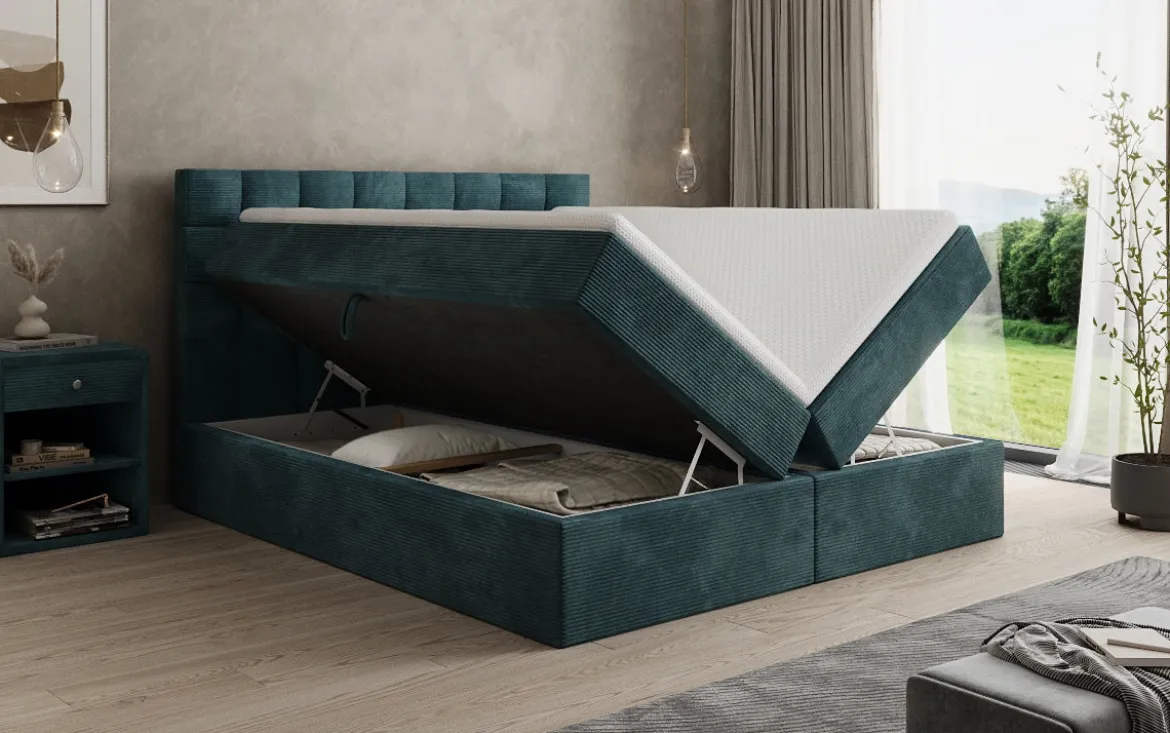 Boxspringbett Como in Cord mit Stauraum