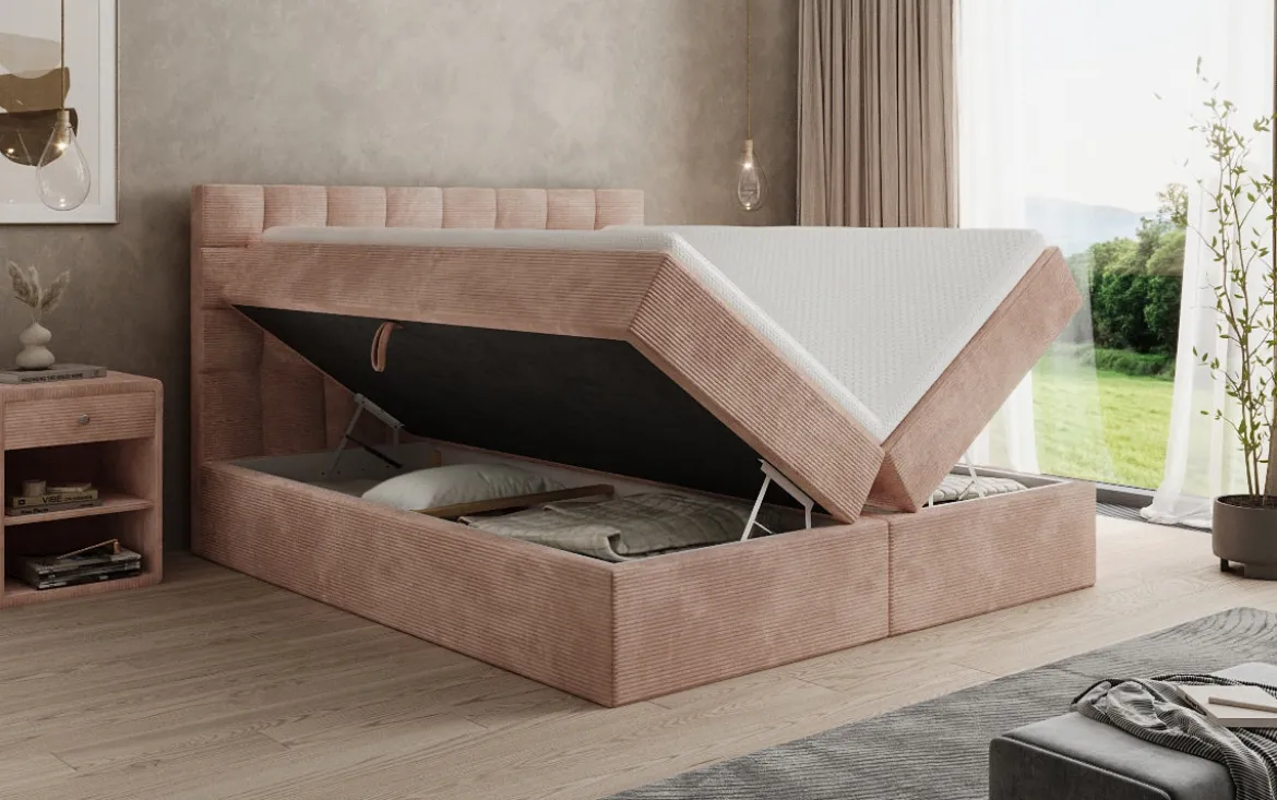 Boxspringbett Como in Cord mit Stauraum