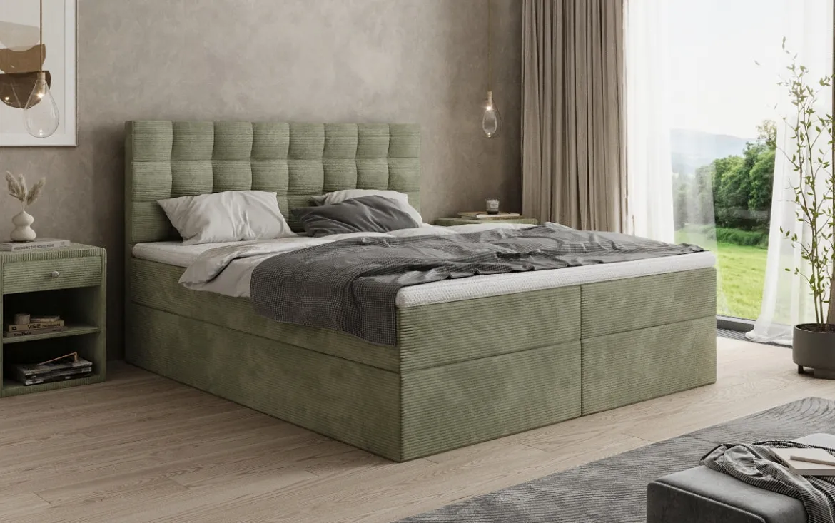 Boxspringbett Como in Cord mit Stauraum