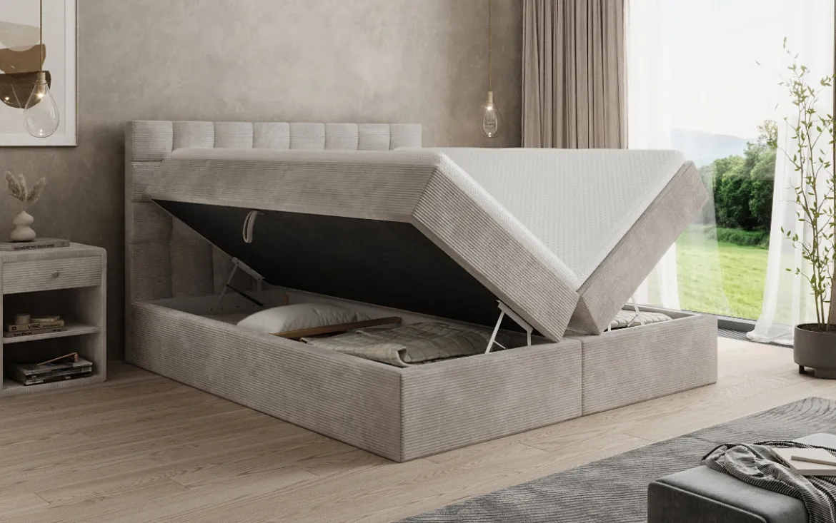 Boxspringbett Como in Cord mit Stauraum