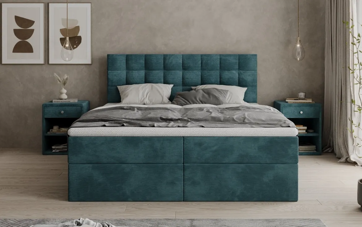 Boxspringbett Como in Cord mit Stauraum