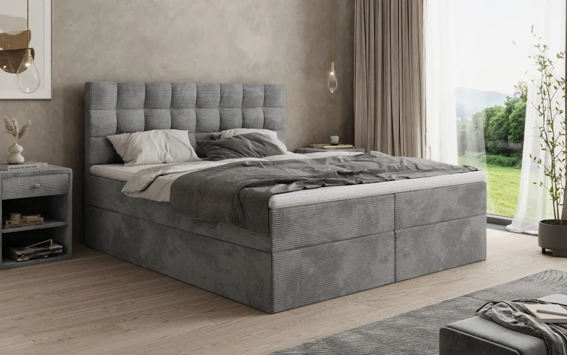 Boxspringbett Como in Cord mit Stauraum