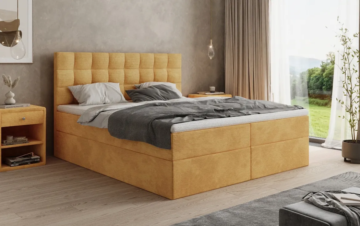 Boxspringbett Como in Cord mit Stauraum