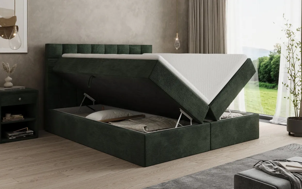 Boxspringbett Como in Cord mit Stauraum
