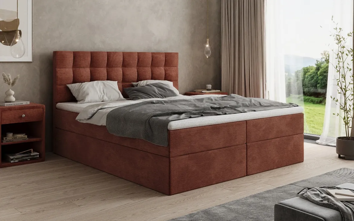 Boxspringbett Como in Cord mit Stauraum