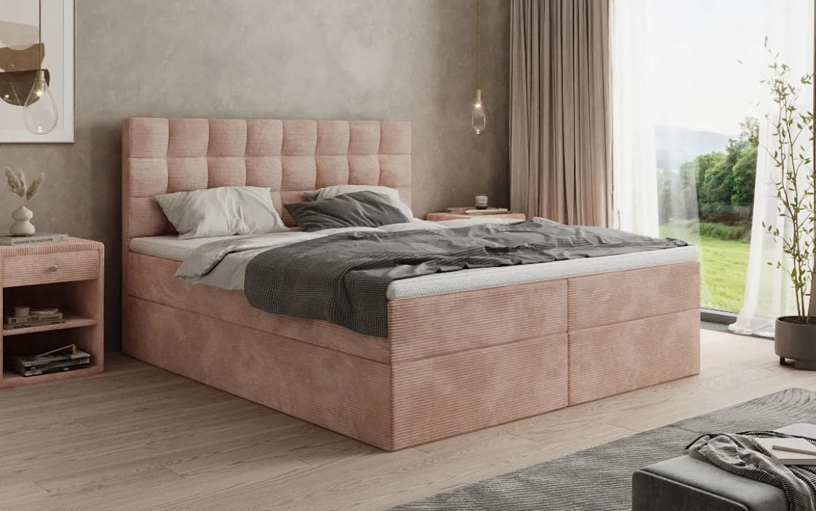 Boxspringbett Como in Cord mit Stauraum