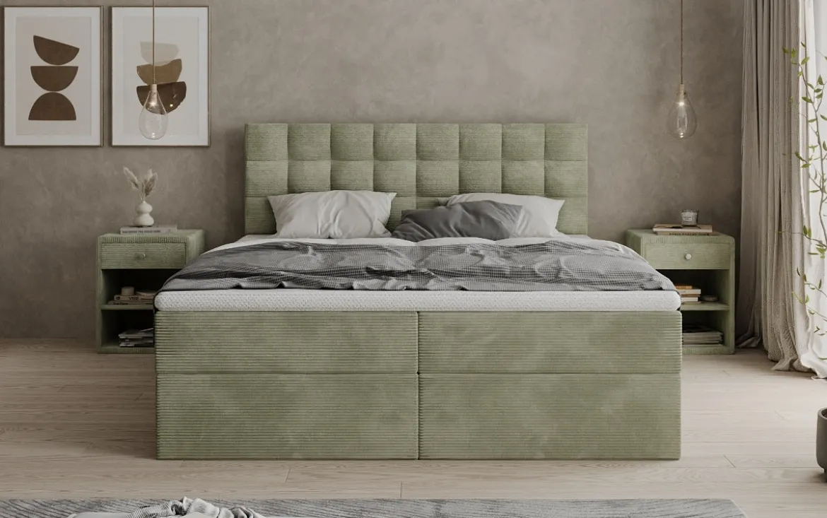 Boxspringbett Como in Cord mit Stauraum