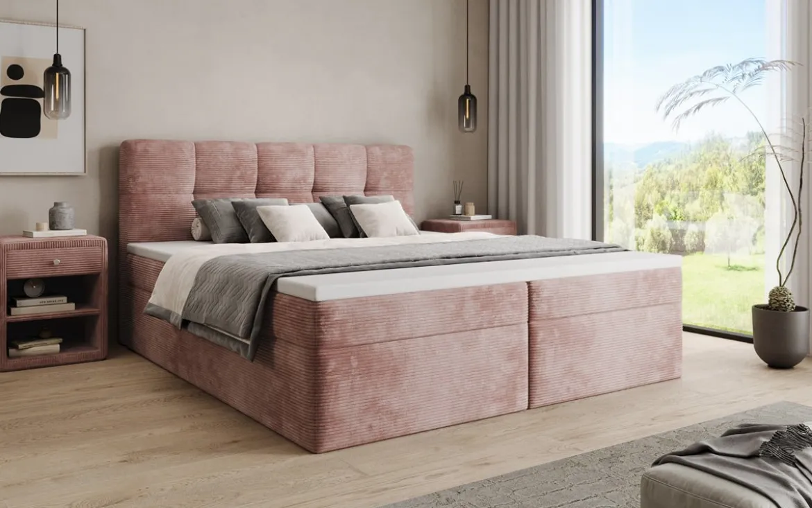 Boxspringbett Cozy II in Cord mit Stauraum