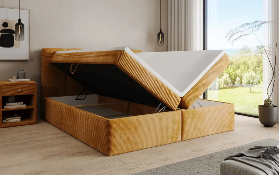 Boxspringbett Cozy II in Cord mit Stauraum