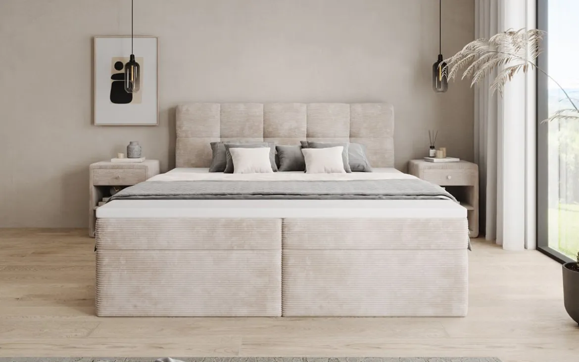 Boxspringbett Cozy II in Cord mit Stauraum