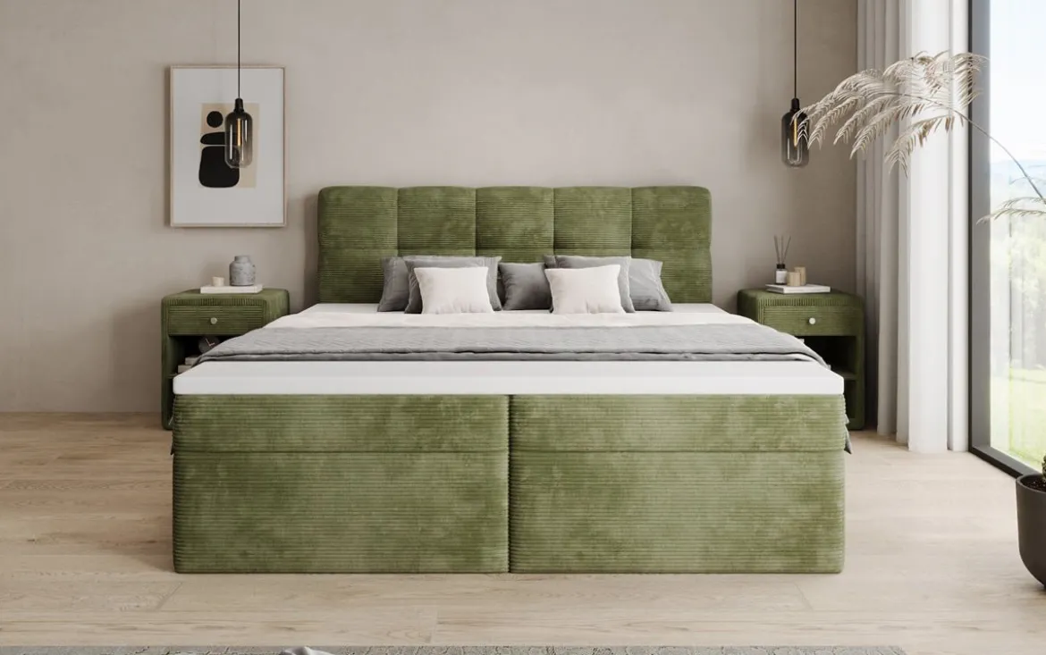 Boxspringbett Cozy II in Cord mit Stauraum