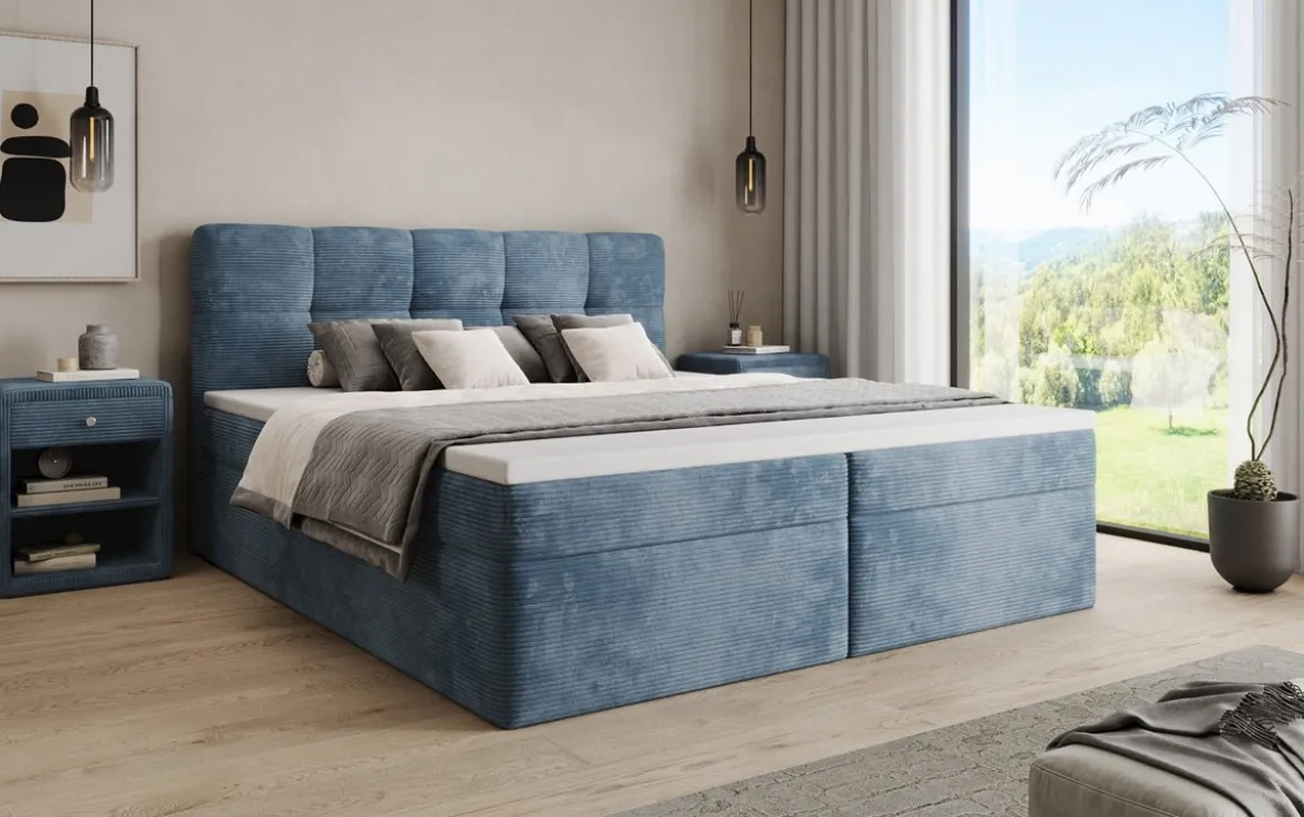 Boxspringbett Cozy II in Cord mit Stauraum