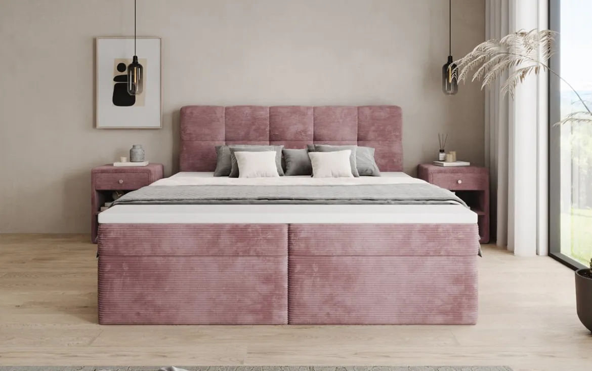 Boxspringbett Cozy II in Cord mit Stauraum