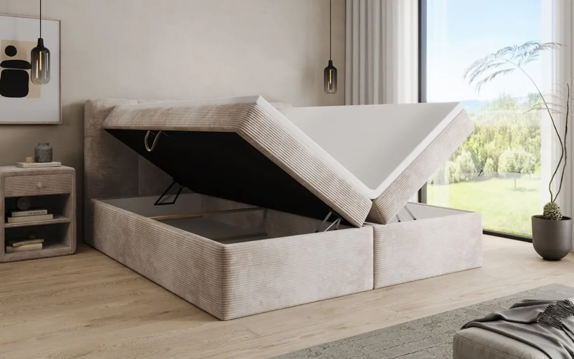 Boxspringbett Cozy II in Cord mit Stauraum