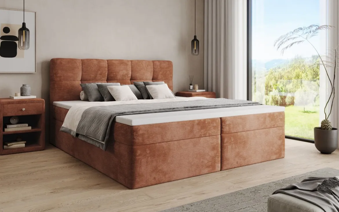 Boxspringbett Cozy II in Cord mit Stauraum