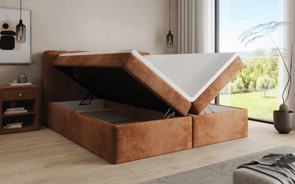 Boxspringbett Cozy II in Cord mit Stauraum