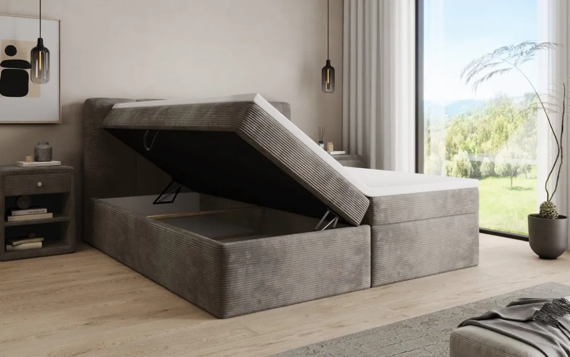 Boxspringbett Cozy II in Cord mit Stauraum