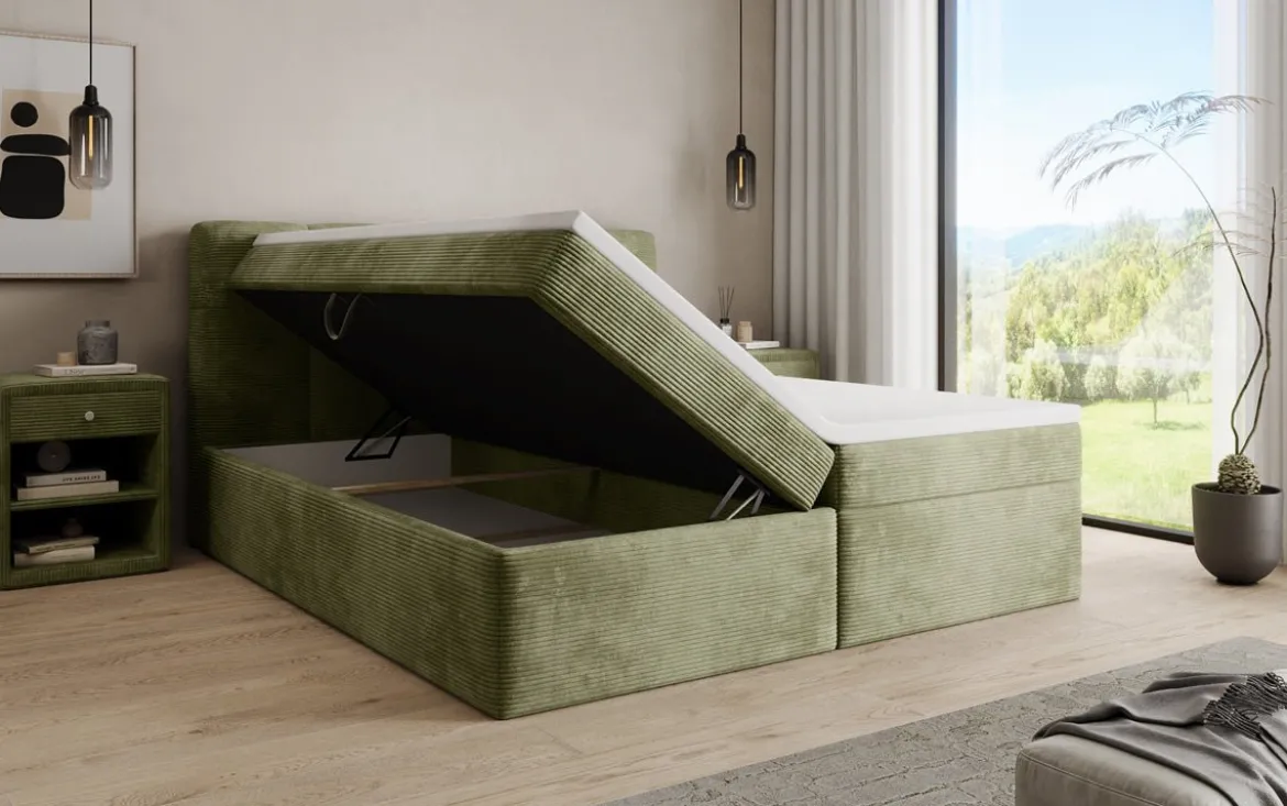 Boxspringbett Cozy II in Cord mit Stauraum