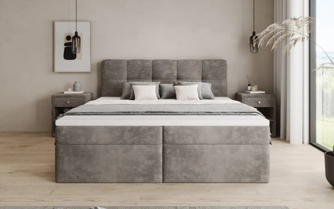 Boxspringbett Cozy II in Cord mit Stauraum
