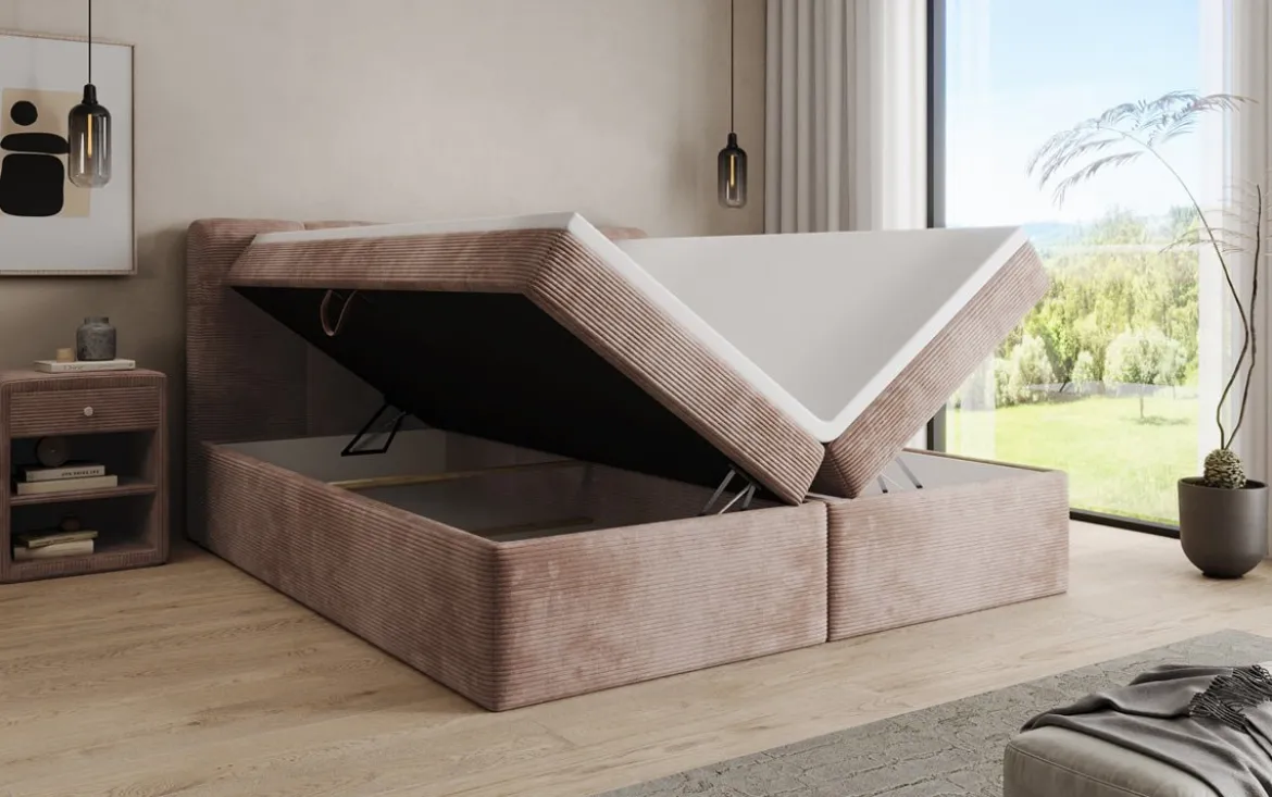 Boxspringbett Cozy II in Cord mit Stauraum