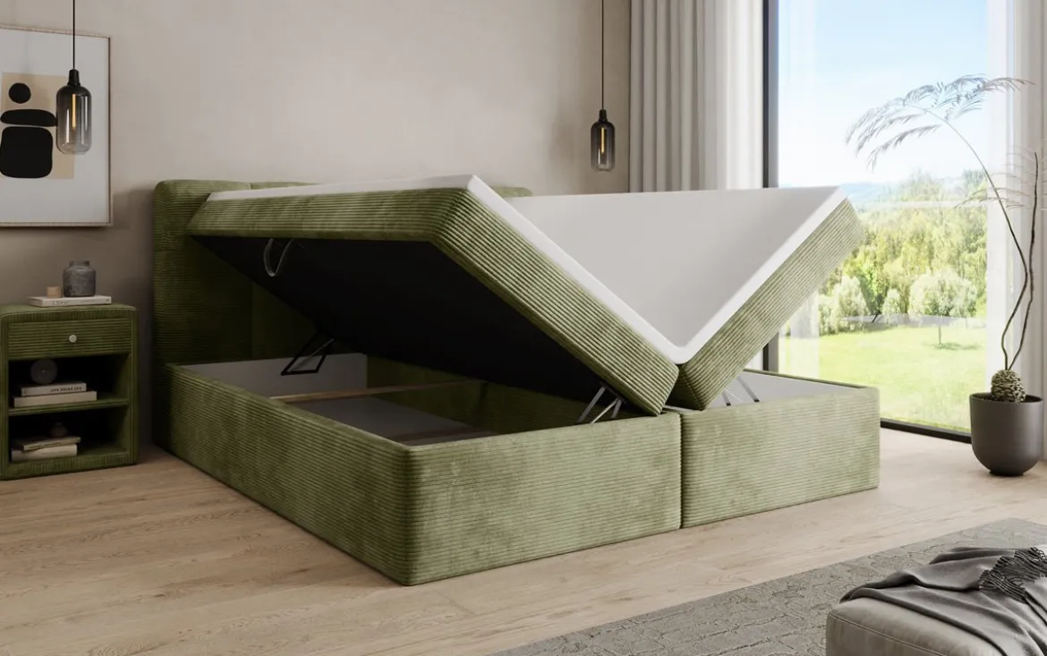 Boxspringbett Cozy II in Cord mit Stauraum