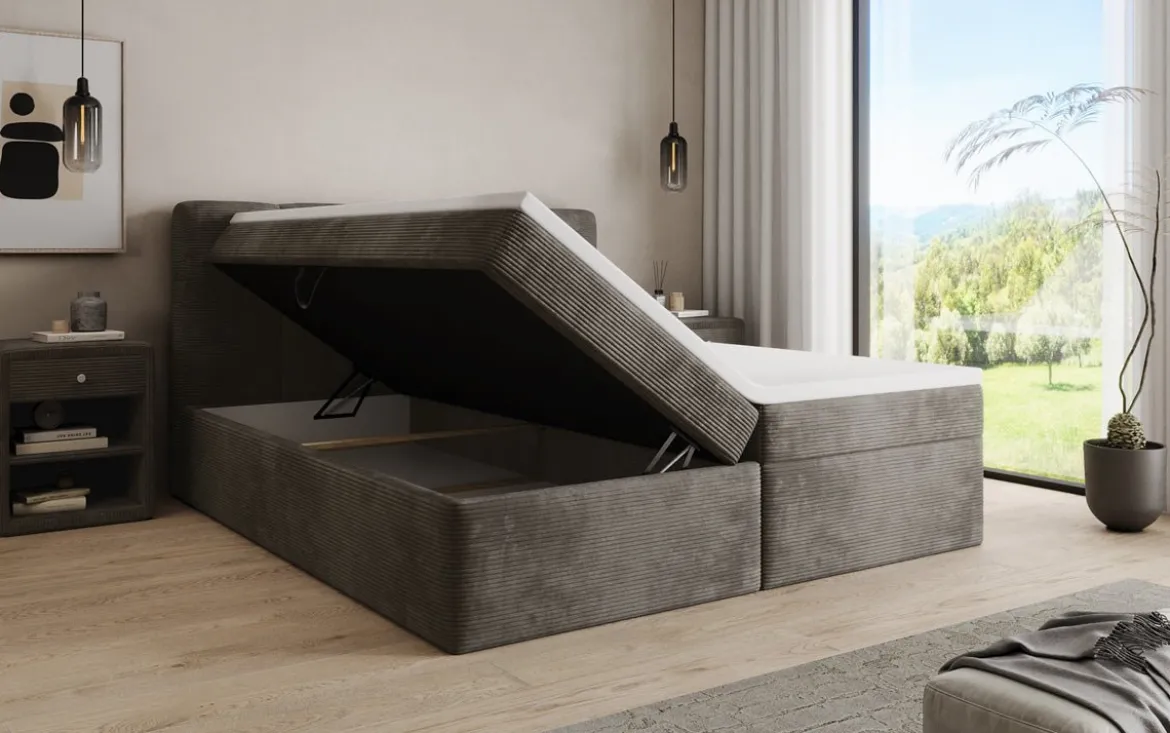 Boxspringbett Cozy II in Cord mit Stauraum