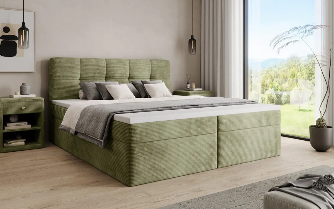Boxspringbett Cozy II in Cord mit Stauraum