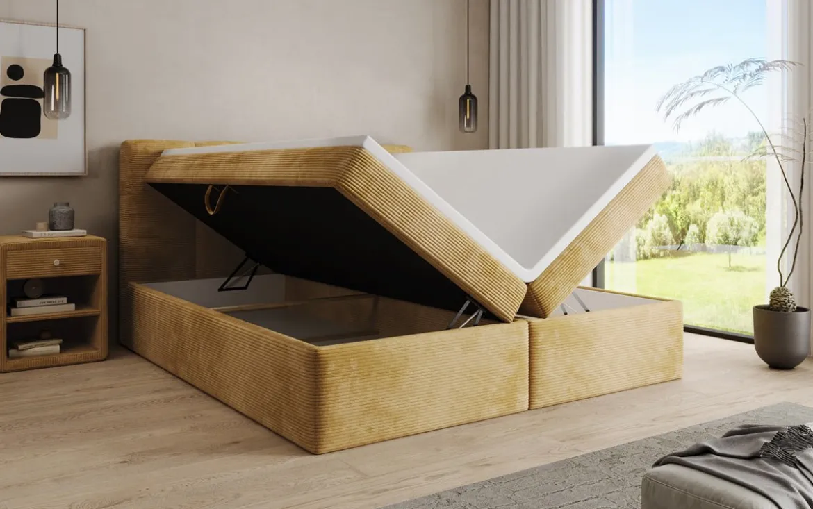 Boxspringbett Cozy II in Cord mit Stauraum