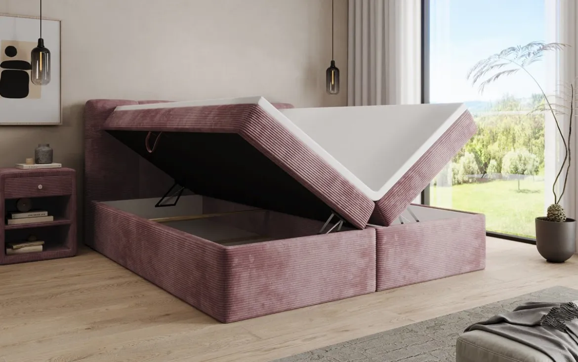 Boxspringbett Cozy II in Cord mit Stauraum