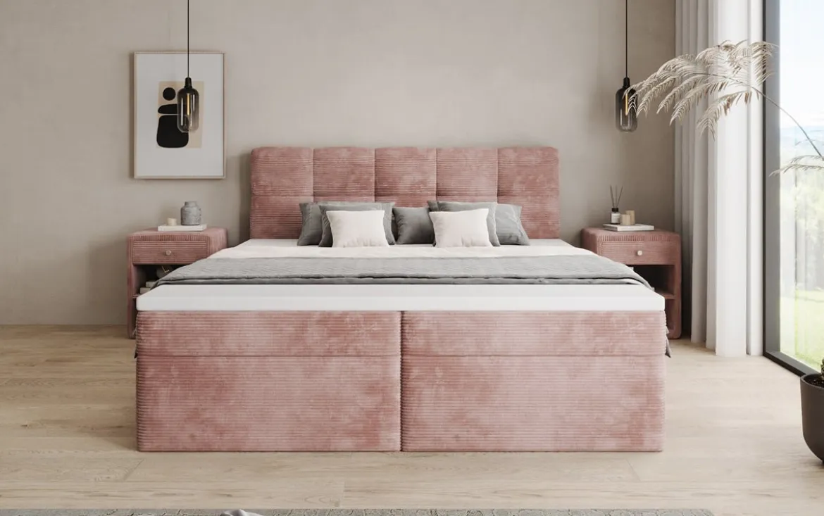 Boxspringbett Cozy II in Cord mit Stauraum