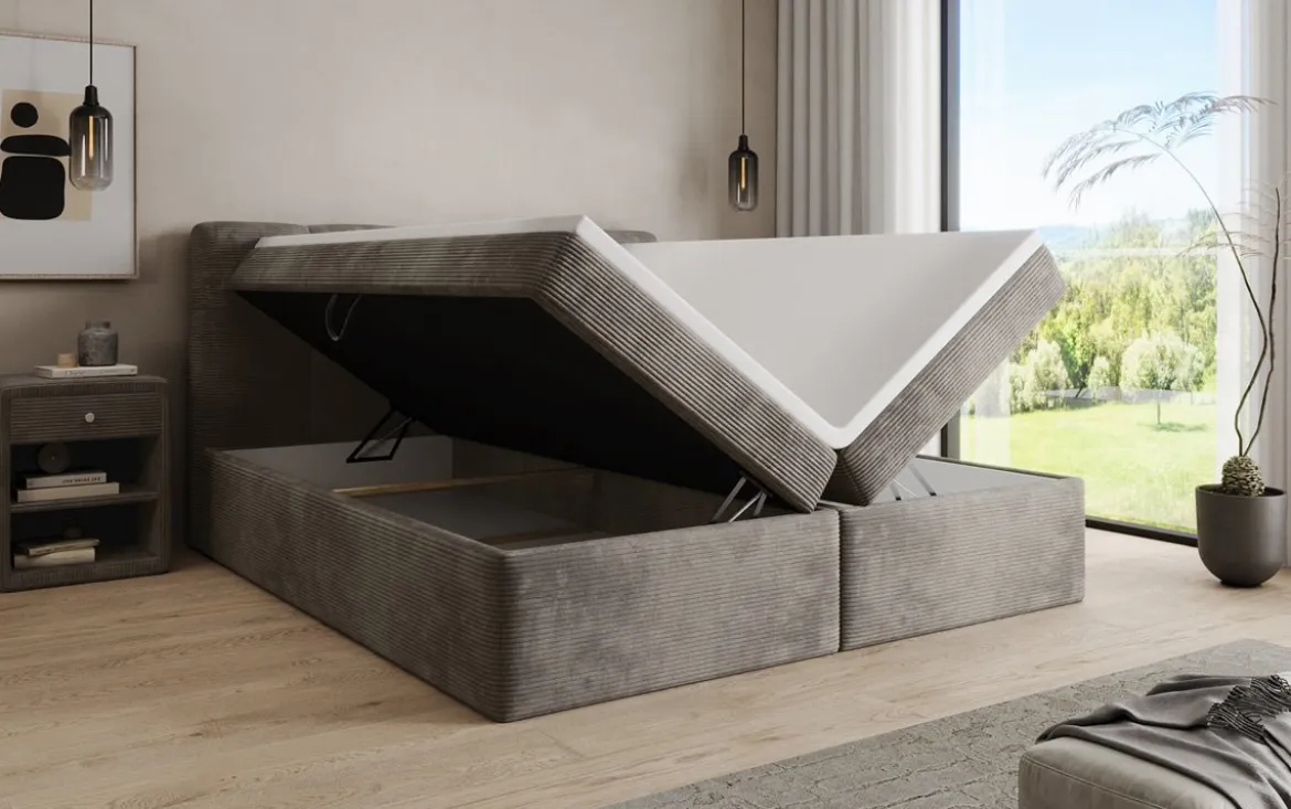 Boxspringbett Cozy II in Cord mit Stauraum