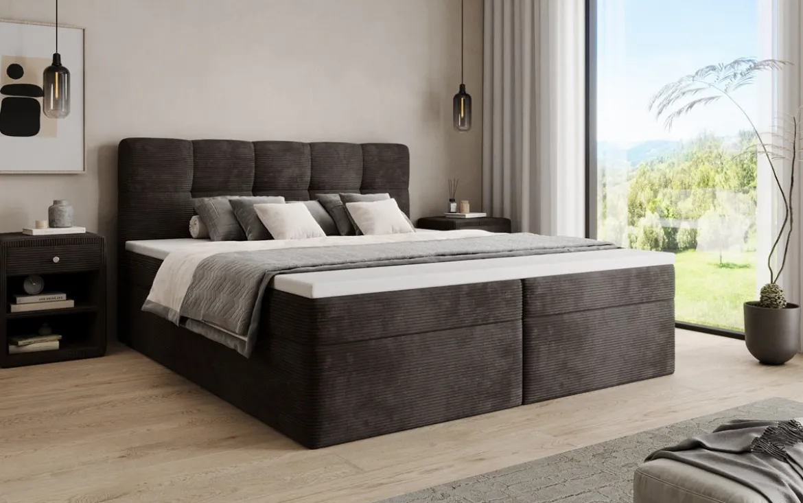 Boxspringbett Cozy II in Cord mit Stauraum