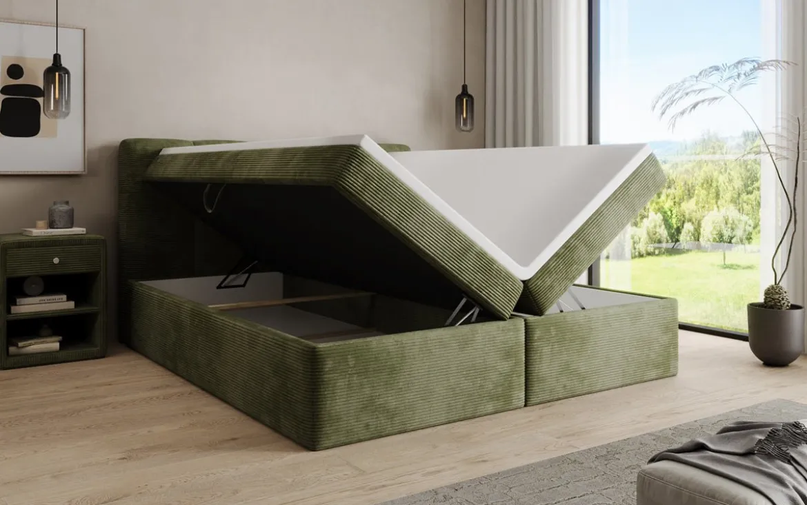 Boxspringbett Cozy II in Cord mit Stauraum